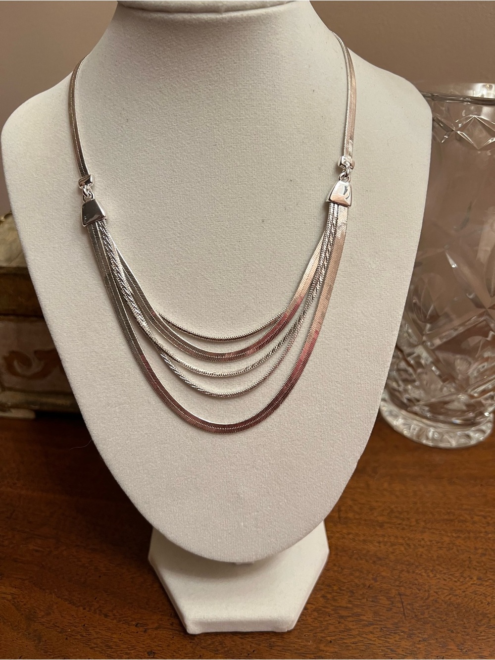 Multi-Strand Silver Tone Layered Necklace